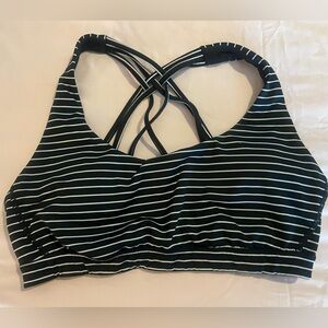 Striped Black and White Women's Sports Bra